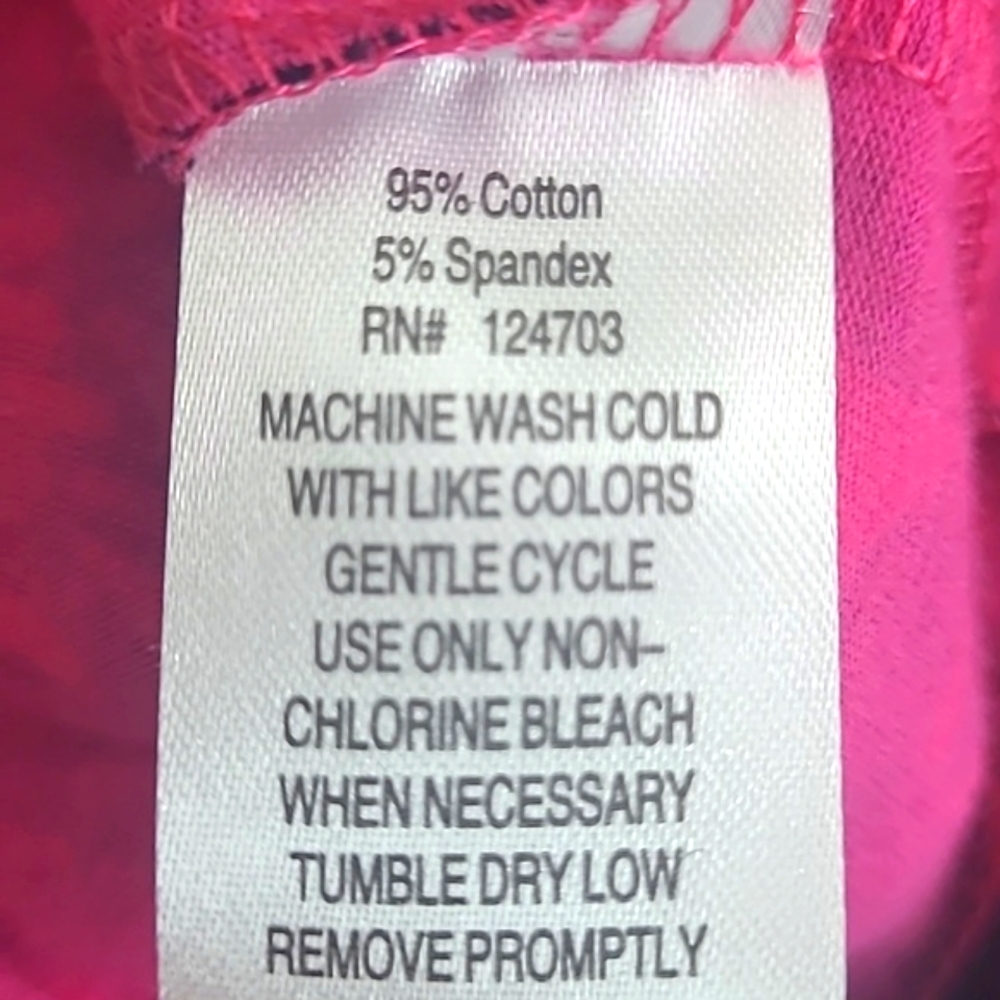 Hannah T-shirt short sleeve fuchsia bright pink black floral print boat neck - Picture 7 of 7